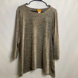 Ruby rd gold beaded asymmetrical blouse